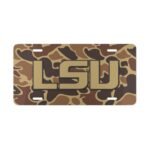 Durable LSU Camouflage Vanity Plate with Real Hunter Camo Pattern
