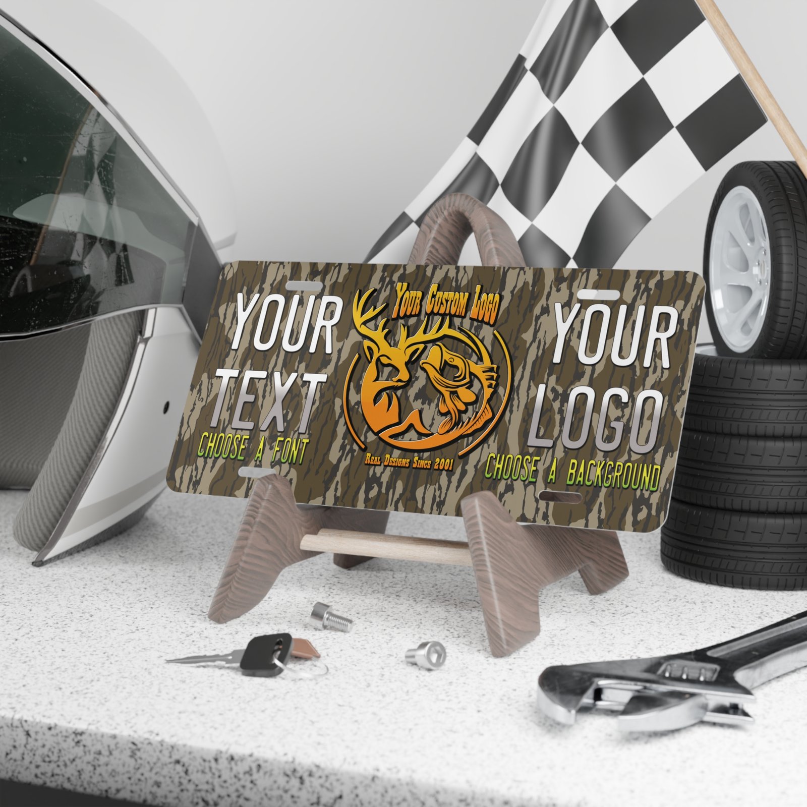 Make Your Own Custom Camo Front License Plate – The perfect gift – Design it FREE – Any logo or picture