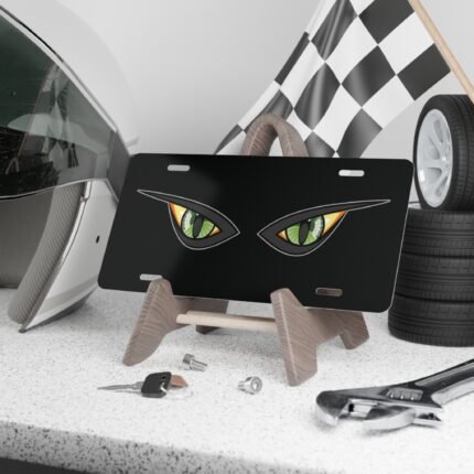 Durable Blackout Cat Eyes Front Vanity Plate for Trucks & Cars