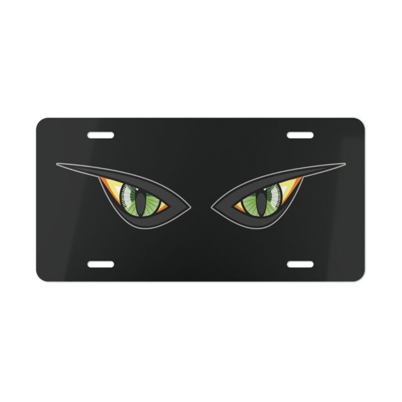 Durable Blackout Cat Eyes Front Vanity Plate for Trucks & Cars