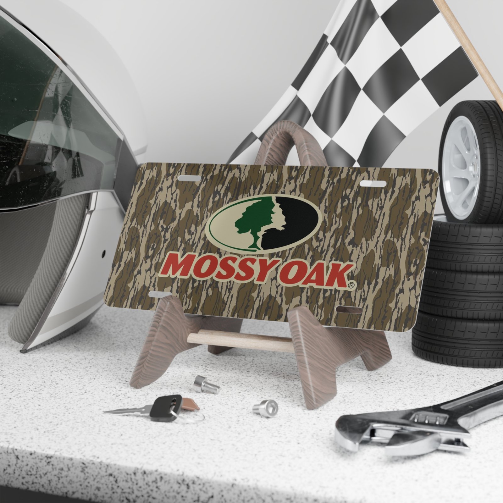 INKd Custom Car And Truck Camo Vanity Front License Plates Front Vanity License Plates Custom Camo Vanity Plate In Mossy Oak Bottomland With Logo